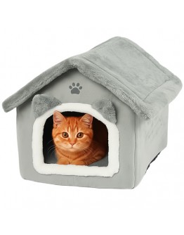 Меко плюшено легло за куче котка балдахин с цип